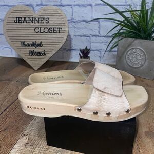 Homers artisan wooden mules sandals